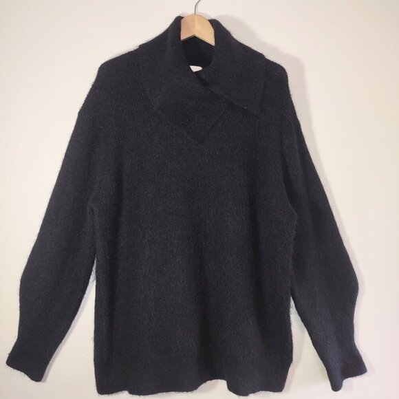H&M Alpaca & Wool Cowl Neck Sweater Relaxed Fit Soft Knit Boho Indie Size Large - Picture 4 of 11